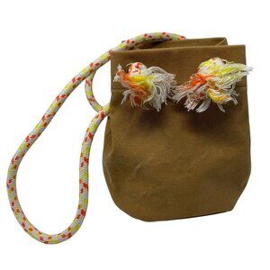 Madewell Canvas Transport Rope Handle Bucket Bag Crossbody Tan Purse Orange Mini